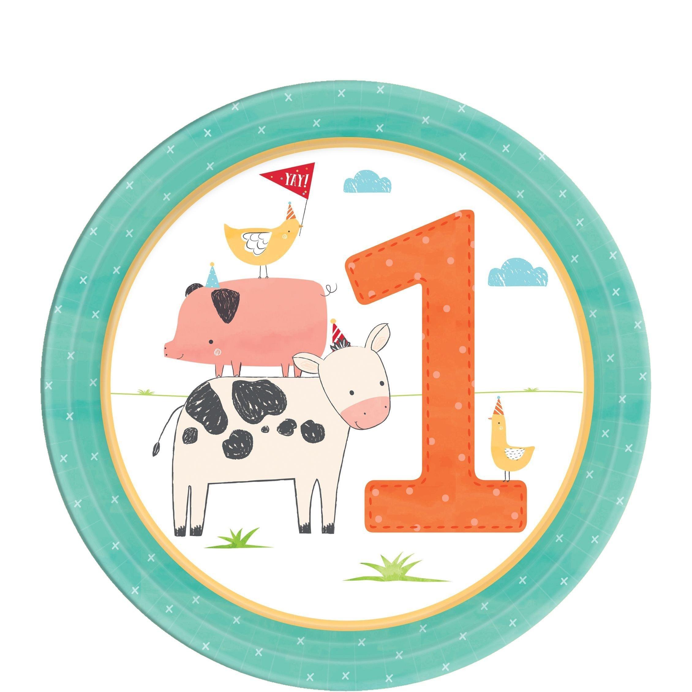 Friendly Farm 1st Birthday Tableware Kit for 36 Guests